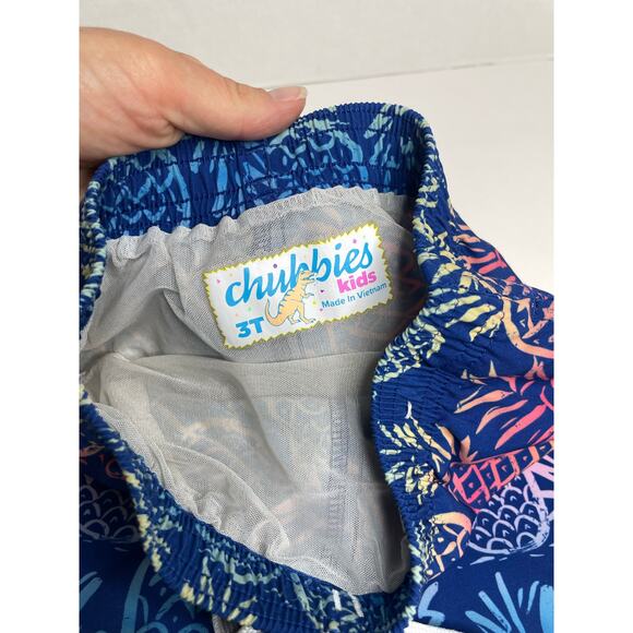 Chubbies Boys 3T Pineapple Swim Trunks Shorts Blue Multicolor - Picture 2 of 5
